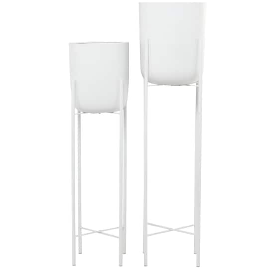 CosmoLiving by Cosmopolitan White Metal Planter with Removable Stand Set, 47" & 40"